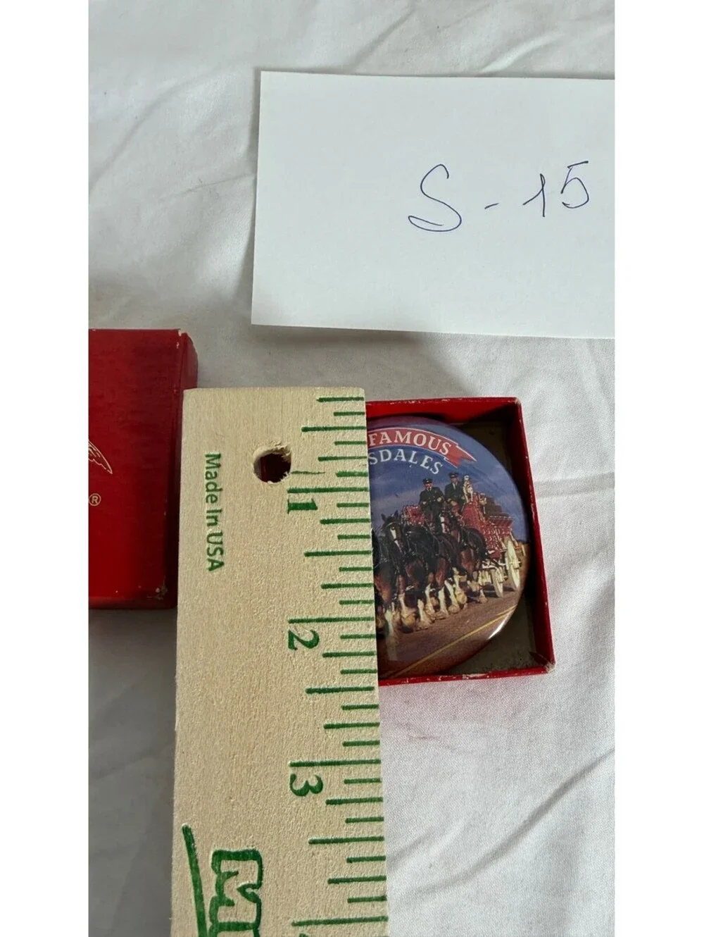 Vintage Budweiser Clydesdales Pinback Button in Box S-15
